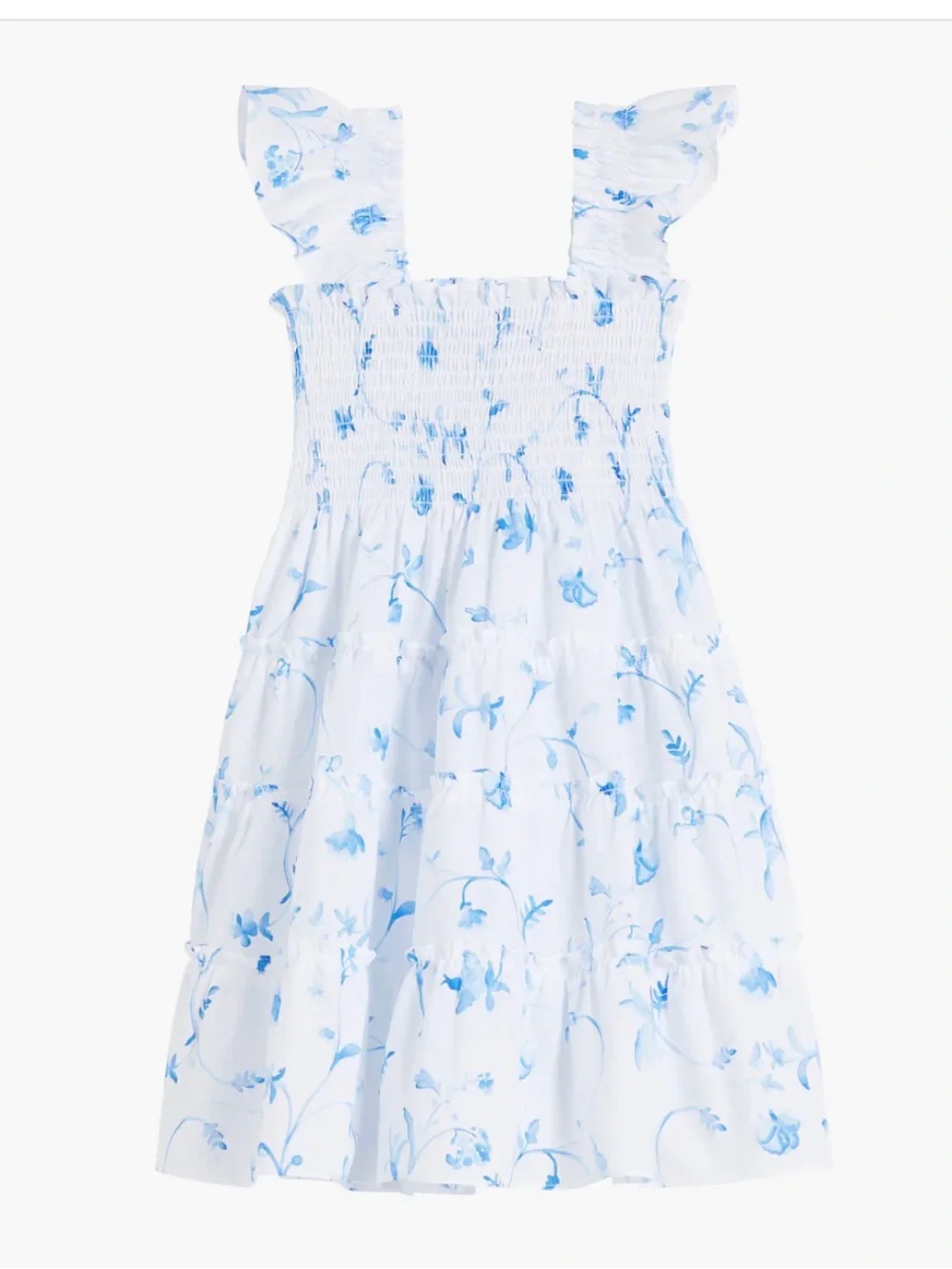 New w Tags! HILL HOUSE HOME Girls Tiny Ellie Nap Dress Blue Botanical Size 5-6Y